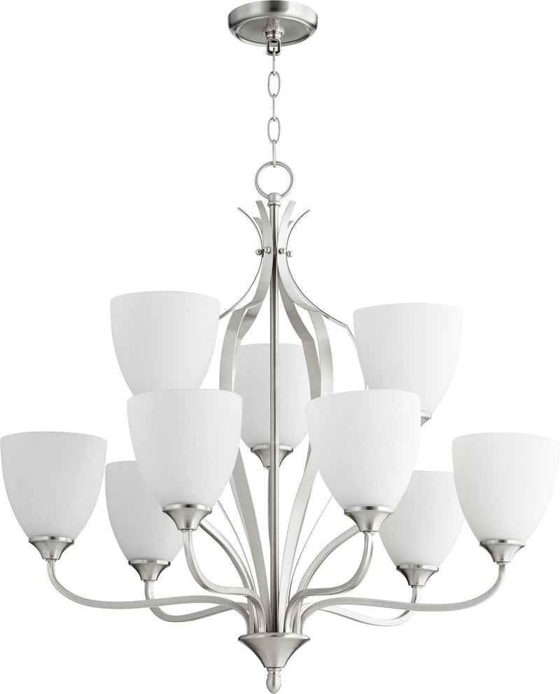 Jardin 9 Light Traditional Chandelier in Satin Nickel