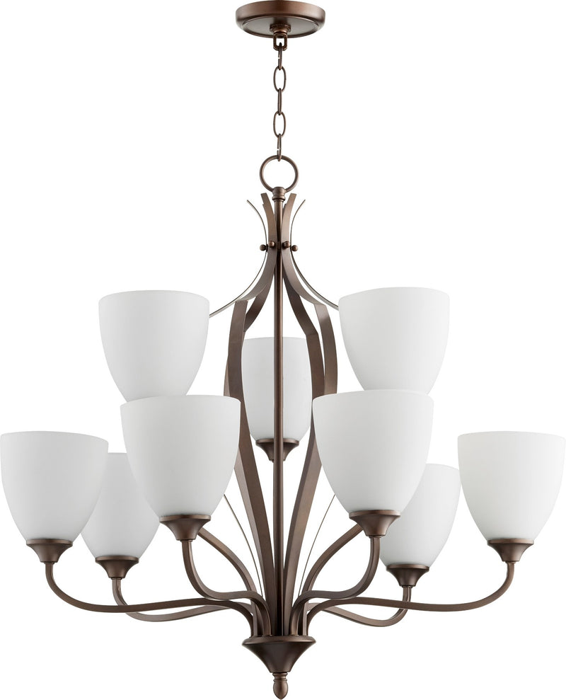 Jardin 9 Light Traditional Chandelier in Oiled Bronze