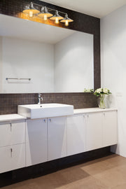 Casa 4 Light 36.5" Vanity in Brushed Nickel in a room setting