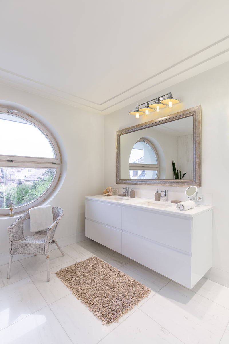 Casa 4 Light 36.5" Vanity in Brushed Nickel in a room setting