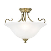Coronado 3-Light Semi-Flush Mount in Antique Brass