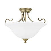 Coronado 3-Light Semi-Flush Mount in Antique Brass