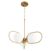 Belmont 3 Light Chandelier in Aged Brass