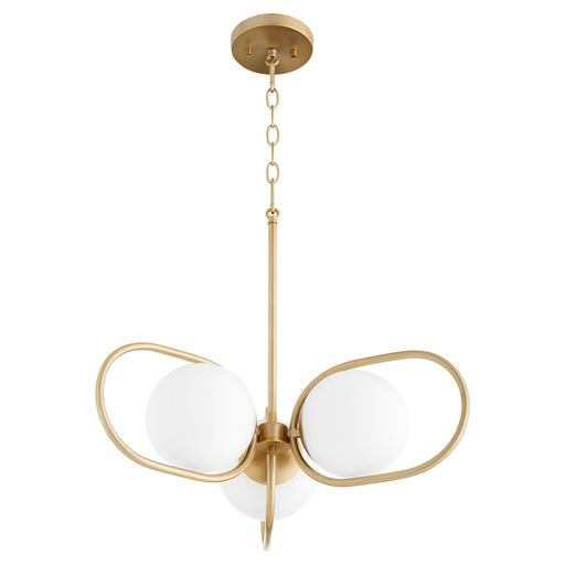 Belmont 3 Light Chandelier in Aged Brass