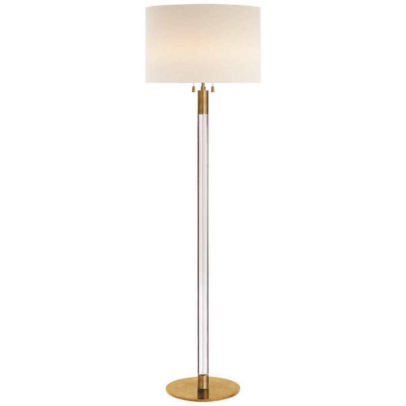 Riga 60" 2-Light Floor Lamp in Hand-Rubbed Antique Brass with Crystal