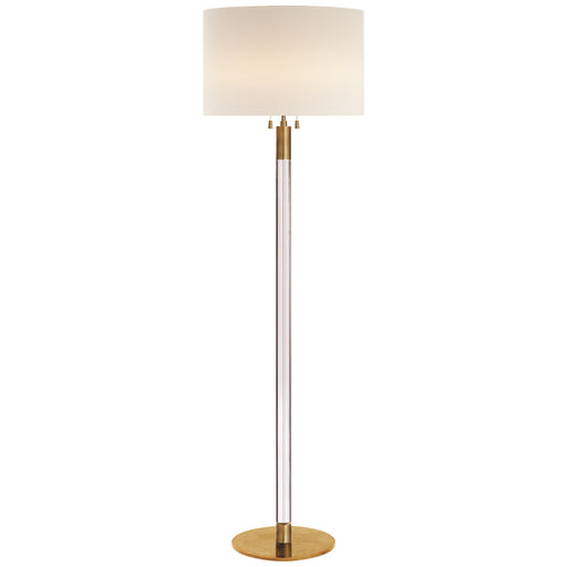 Riga Two Light Floor Lamp in Hand-Rubbed Antique Brass with Crystal