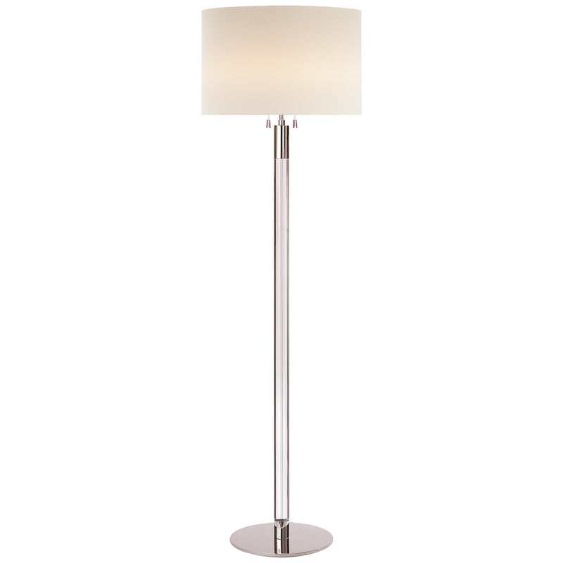 Riga Two Light Floor Lamp in Polished Nickel with Clear Glass