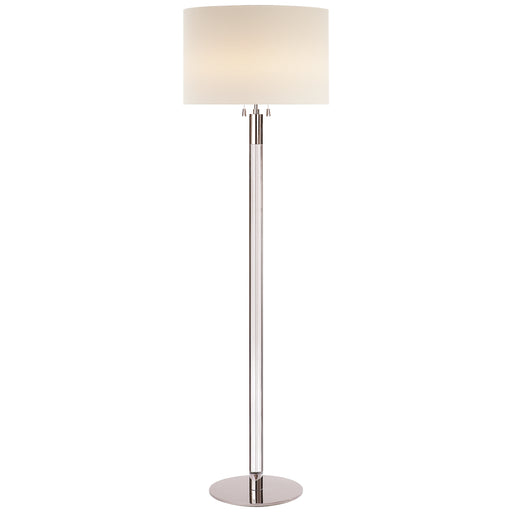 Riga Two Light Floor Lamp in Polished Nickel with Clear Glass