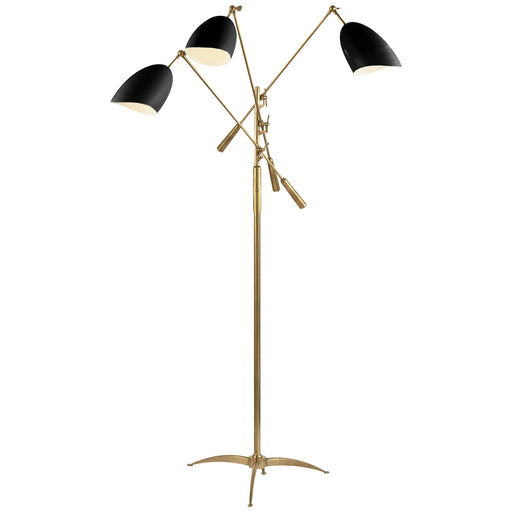 Sommerard Three Light Floor Lamp in Hand-Rubbed Antique Brass and Black