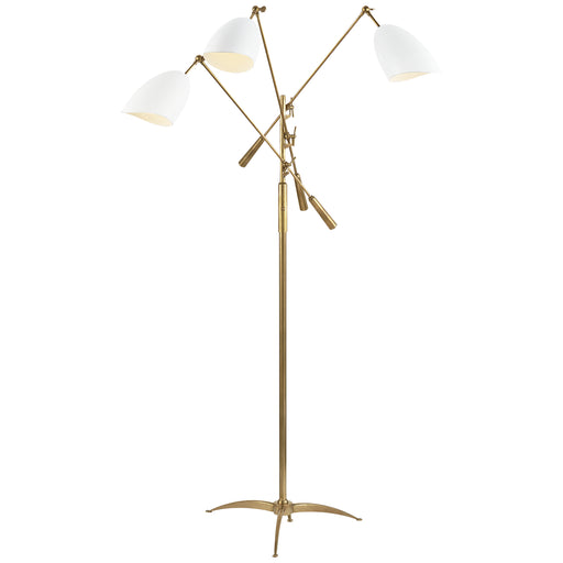 Sommerard Three Light Floor Lamp in Hand-Rubbed Antique Brass and White