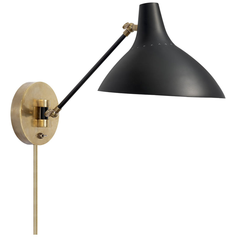 Charlton 18" Swing Arm Wall Lamp in Black and Brass