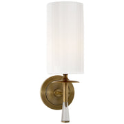 Drunmore Single Wall Sconce in Hand-Rubbed Antique Brass with Crystal