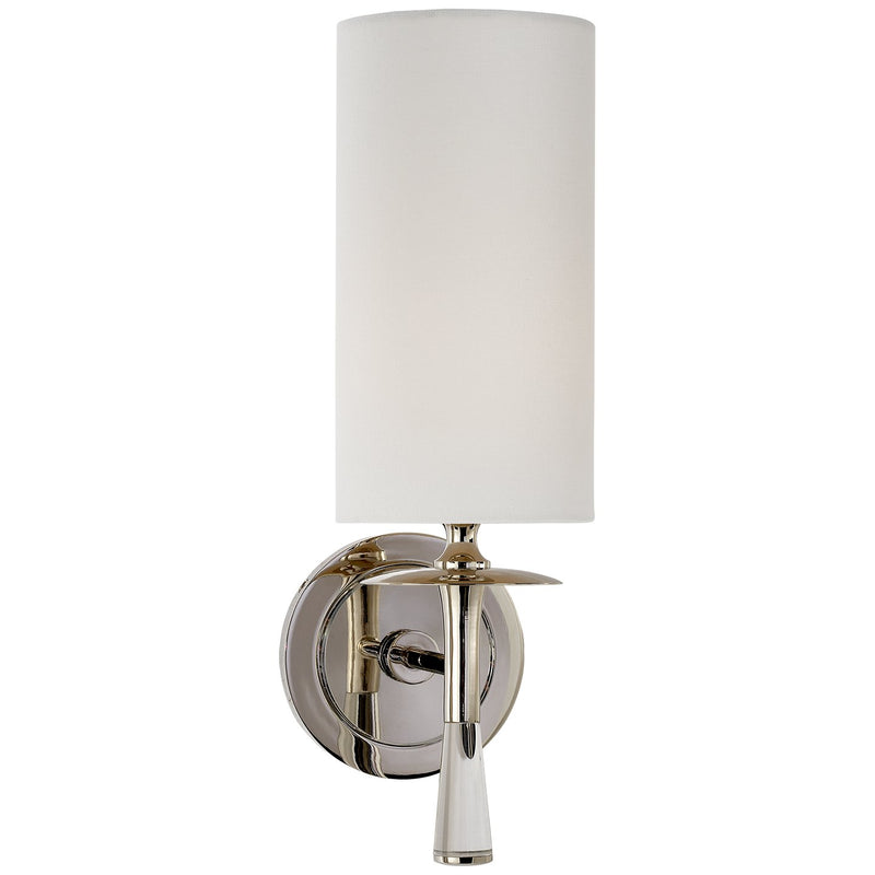 Drunmore Single Wall Sconce in Polished Nickel with Crystal