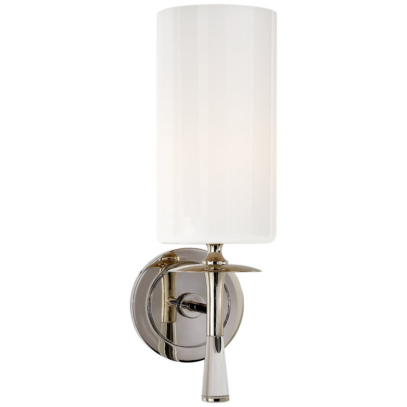 Drunmore Single Wall Sconce in Polished Nickel with Crystal