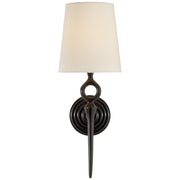 Bristol Single Linen Shade Wall Sconce in Aged Iron