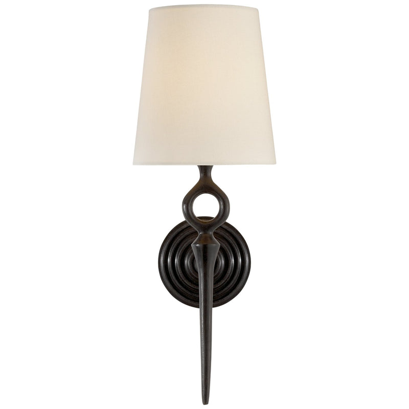 Bristol Single Linen Shade Wall Sconce in Aged Iron