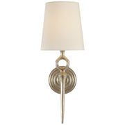 Bristol Single Linen Shade Wall Sconce in Burnished Silver Leaf
