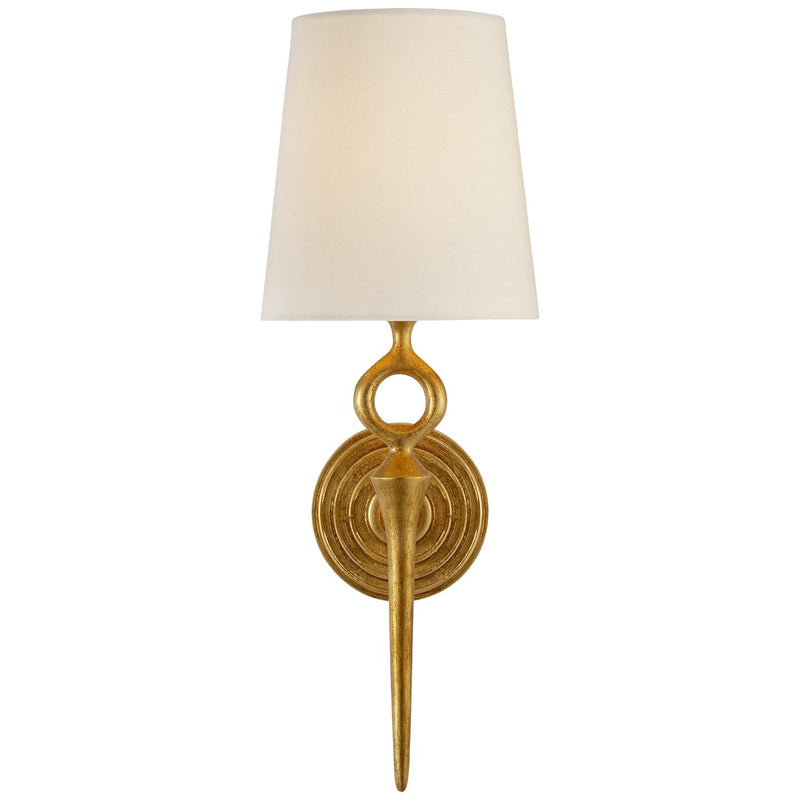Bristol Single Linen Shade Wall Sconce in Gild