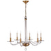 robinson2 Six Light Chandelier in Antique Brass and Clear Glass