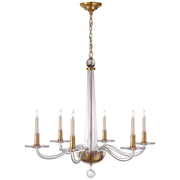 Bernardo Medium 6-Light Chandelier in Antique Brass and Clear Glass