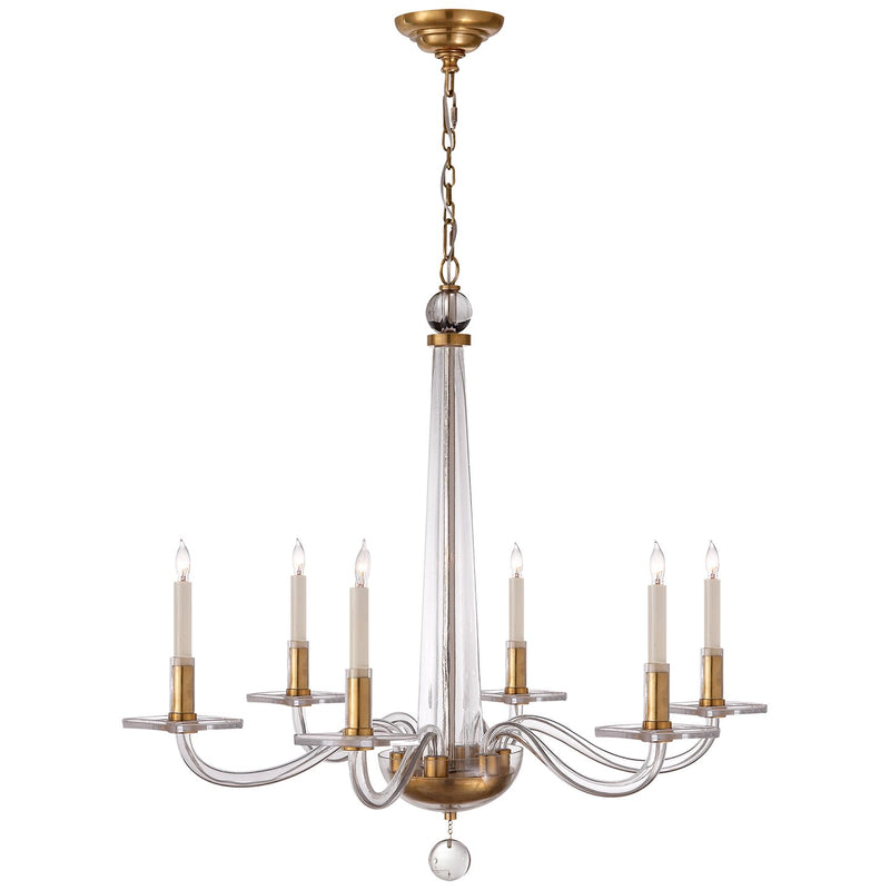 Bernardo Medium 6-Light Chandelier in Antique Brass and Clear Glass