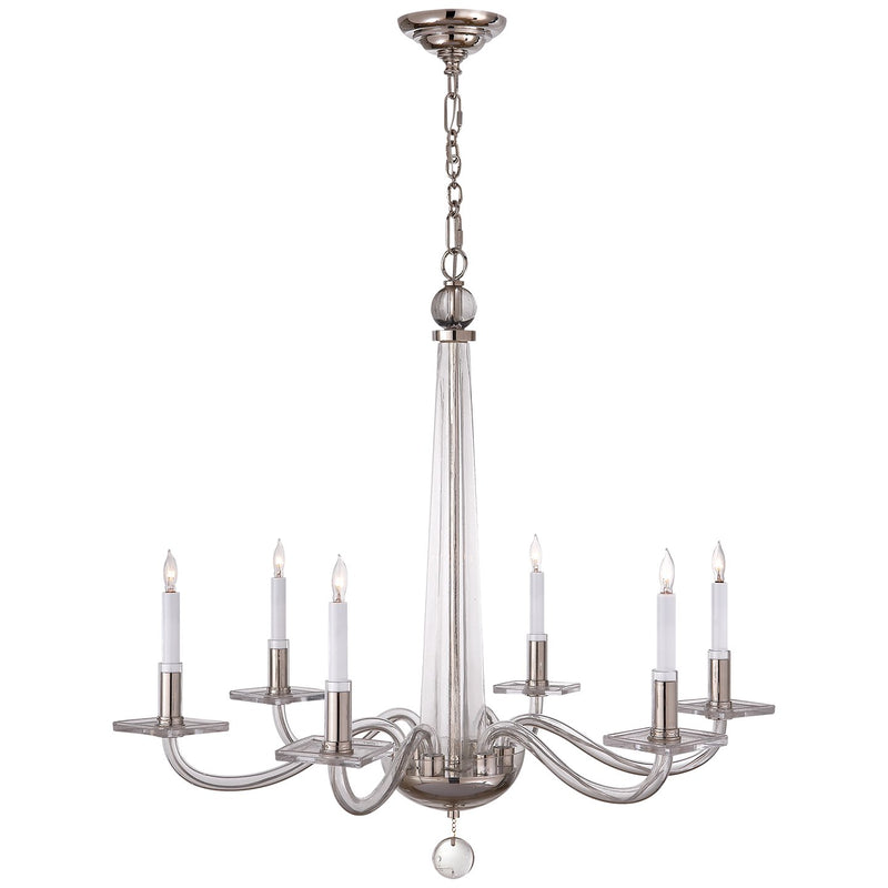 Bernardo Medium 6-Light Chandelier in Polished Nickel and Clear Glass
