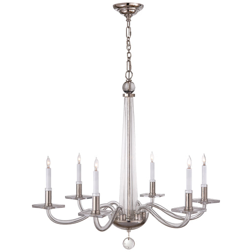 robinson2 Six Light Chandelier in Polished Nickel and Clear Glass