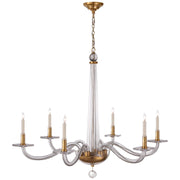 Bernardo Large 6-Light Chandelier in Antique Brass and Clear Glass