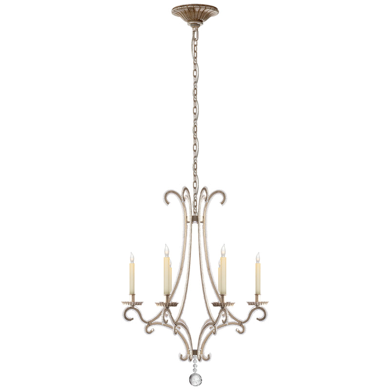 Oslo Six Light Chandelier in Burnished Silver Leaf