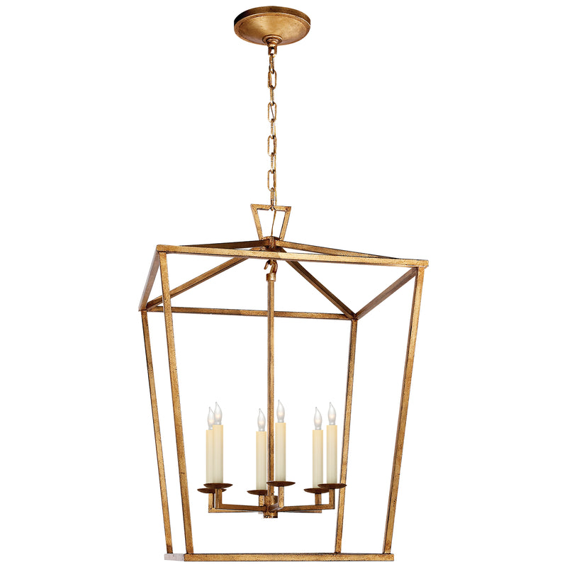 Darlana Six Light Lantern in Gilded Iron
