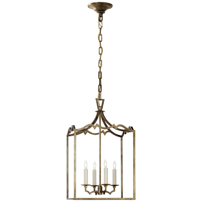 Darlana Small Fancy 4-Light Lantern Chandelier in Gilded Iron