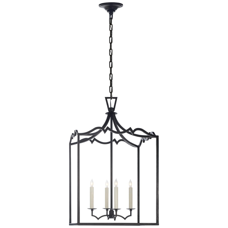 Darlana Medium Fancy 4-Light Lantern Chandelier in Aged Iron