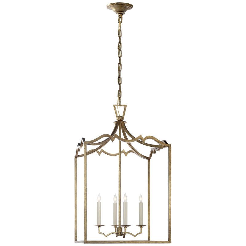 Darlana Medium Fancy 4-Light Lantern Chandelier in Gilded Iron
