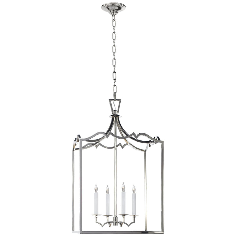 Darlana Medium Fancy 4-Light Lantern Chandelier in Polished Nickel