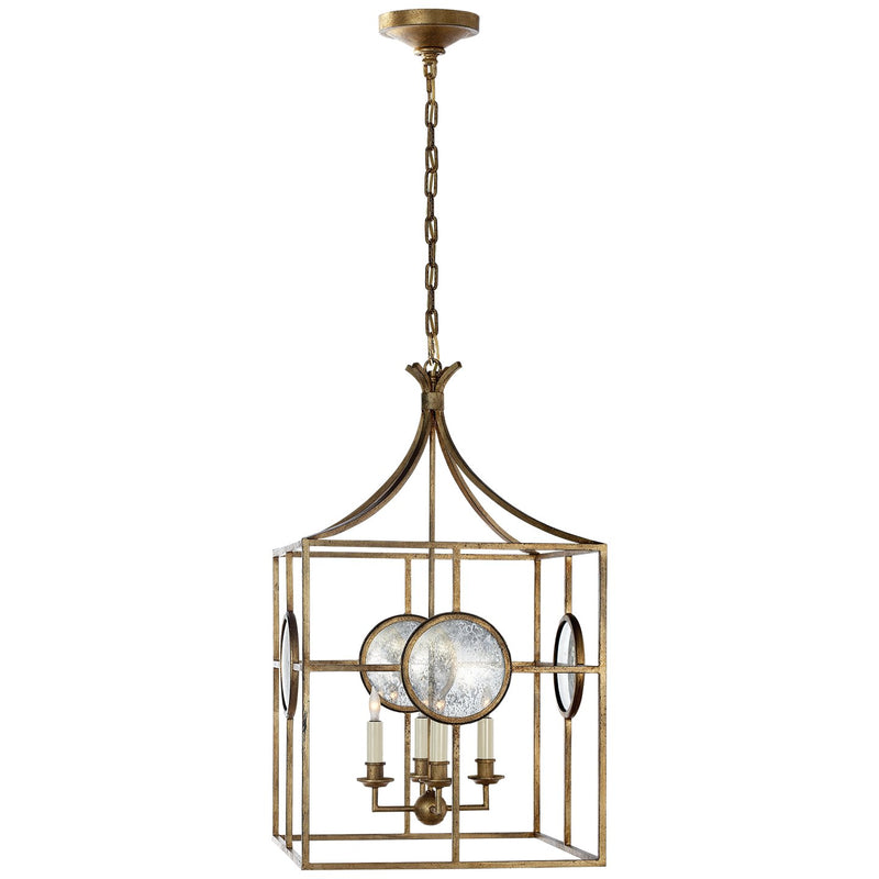 Gramercy Medium Lantern 4-Light Chandelier in Gilded Iron