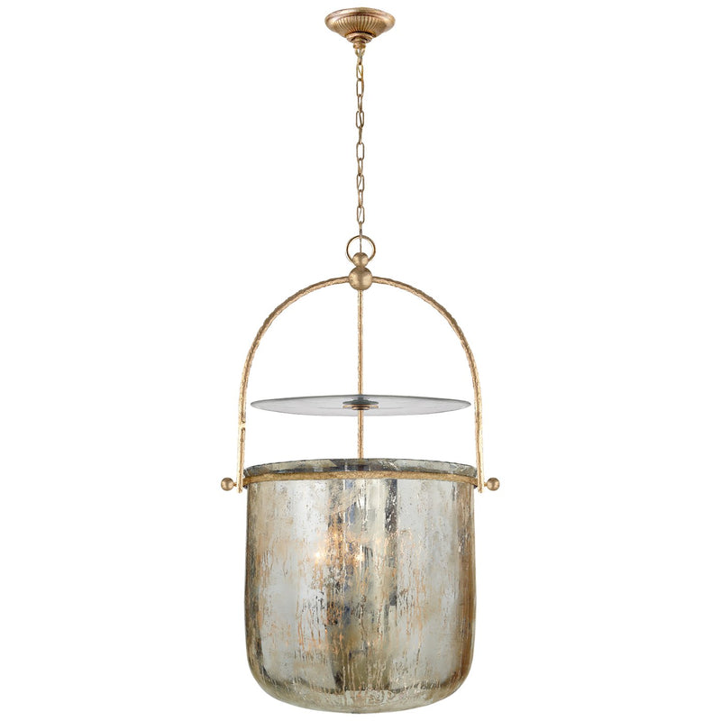 Lorford Smoke Bell 20" 4-Light Lantern Pendant in Gilded Iron