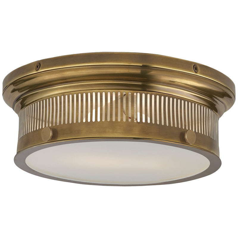 Alderly Small 2-Light Outdoor Flush Mount in Antique-Burnished Brass
