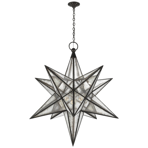 Moravian Star Three Light Lantern in Aged Iron
