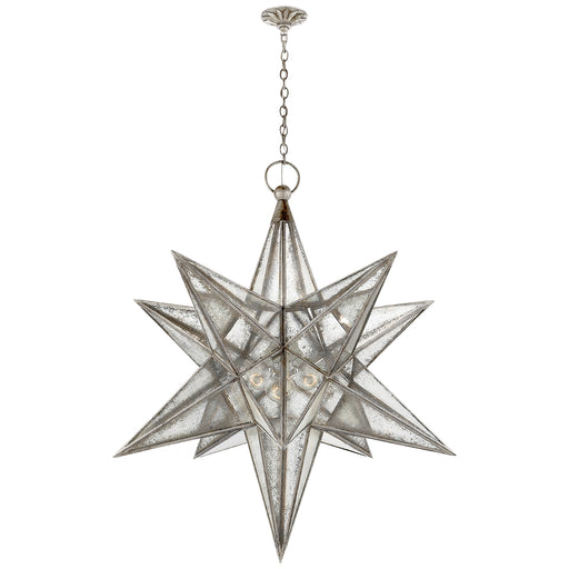 Moravian Star Three Light Lantern in Burnished Silver Leaf