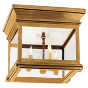 Club Flush Mounts Three Light Flush Mount in Antique-Burnished Brass