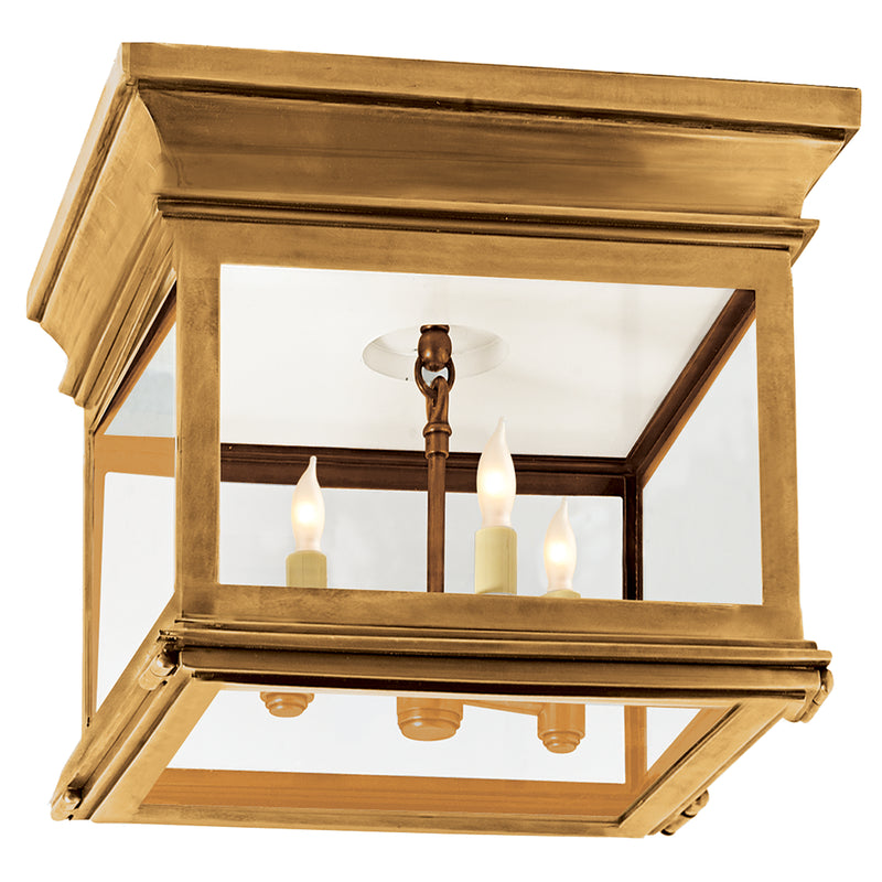 Club Flush Mounts Three Light Flush Mount in Antique-Burnished Brass