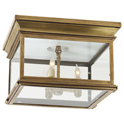 Club Large Square 3-Light Outdoor Flush Mount in Antique-Burnished Brass