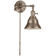 Boston Functional Swing Arm Wall Lamp in Antique Nickel
