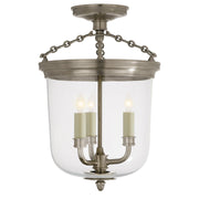 Merchant 3-Light Semi-Flush Mount in Antique Nickel