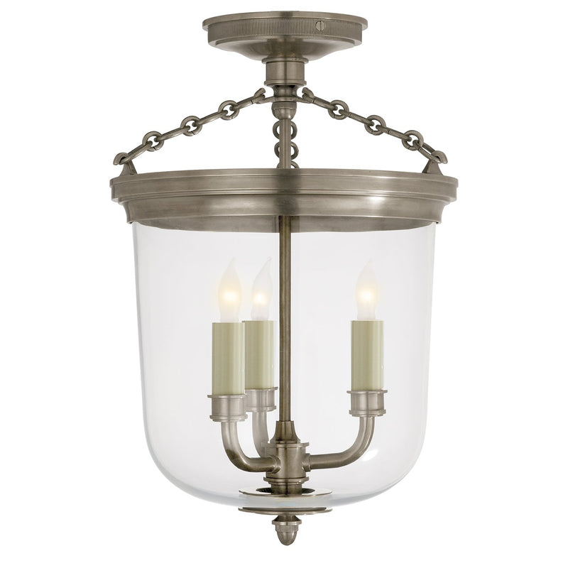 Merchant 3-Light Semi-Flush Mount in Antique Nickel