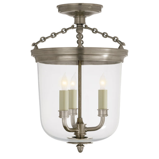 Merchant 3-Light Semi-Flush Mount in Antique Nickel