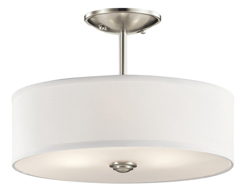 Shailene 3-Light 14" Round Semi-Flush Mount in Brushed Nickel