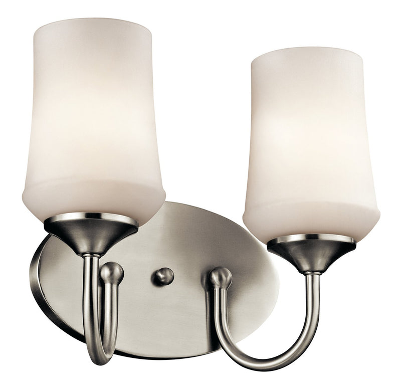 Aubrey 2-Light Bath Vanity Light in Brushed Nickel