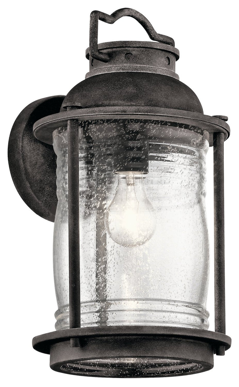 Ashland Bay Large Outdoor Wall Lantern in Weathered Zinc