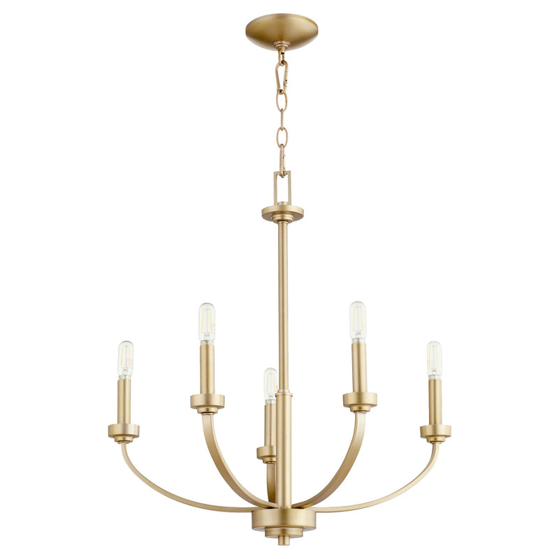 Reyes 24.5" Tall 5 Light Chandelier in Aged Brass